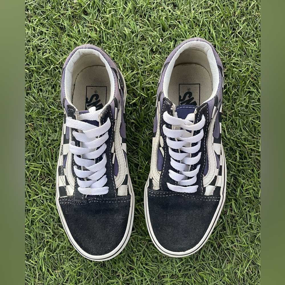 VANS Checkerboard Flame Blue Low Cut Sneakers Blue Sz( Men's 3.5 Women's 5)